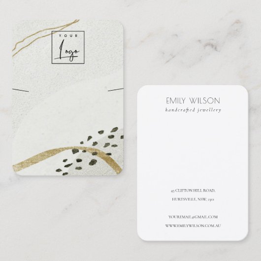 Abstract Ivory Black Gold Ketting Logo beeldscherm Visitekaartje (Voorkant / Achterkant)