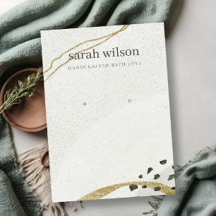 Abstract Ivory Black Gold Stud Earning Display Visitekaartje