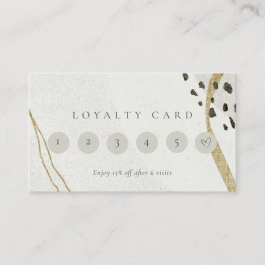 Abstract Ivory Gold Black Grey 6 Punch Loyalty Visitekaartje (Voorkant)