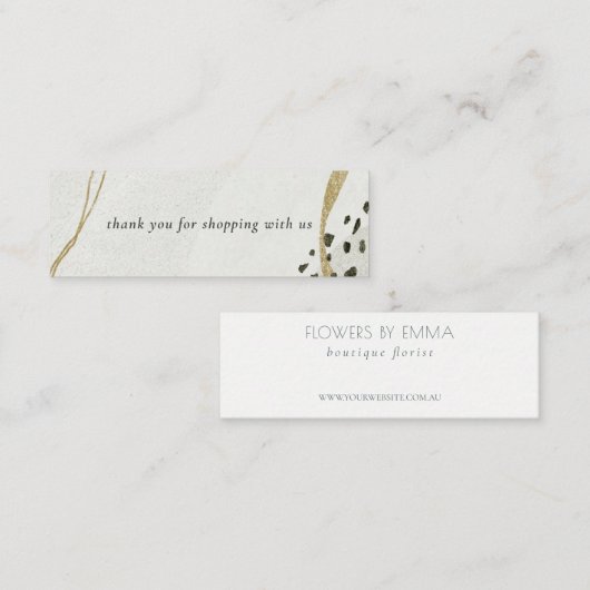 Abstract Ivory Gold Black Grey Stone Hartelijk dan Mini Visitekaartje (Voorkant / Achterkant)