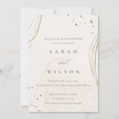 Abstract Ivory Gold Glitter Couples Shower Invite Bedankkaart (Voorkant)