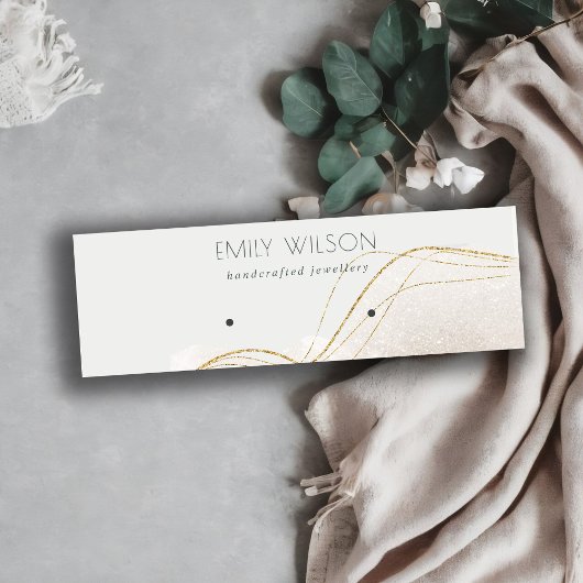 Abstract Ivory Gold Glitter Shiny Earnings-beeldsc Mini Visitekaartje