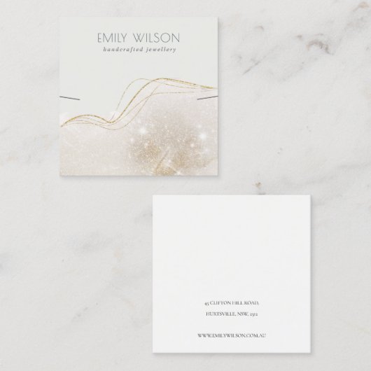 Abstract Ivory Gold Glitter Shiny Earnings-beeldsc Vierkante Visitekaartje (Voorkant / Achterkant)