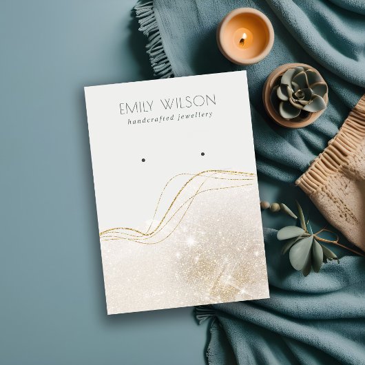 Abstract Ivory Gold Glitter Shiny Earnings-beeldsc Visitekaartje