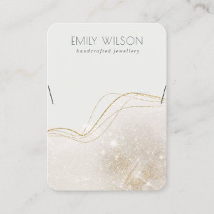 Abstract Ivory Gold Glitter Shiny Ketting Display Visitekaartje