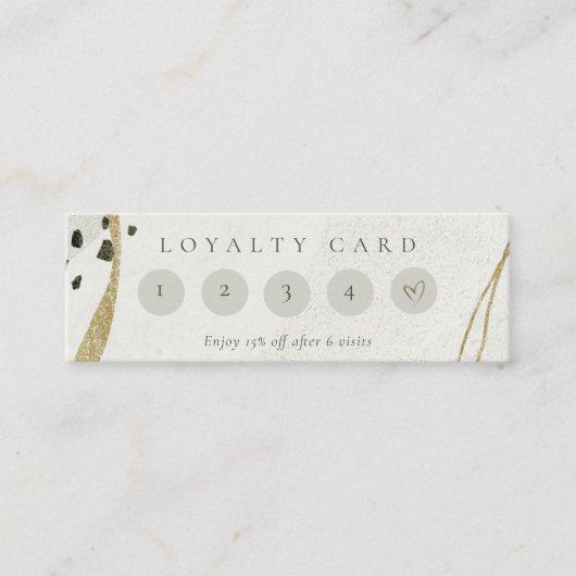 Abstract Ivory Gold Grey Stone 5 Punch Loyalty Mini Visitekaartje (Voorkant)