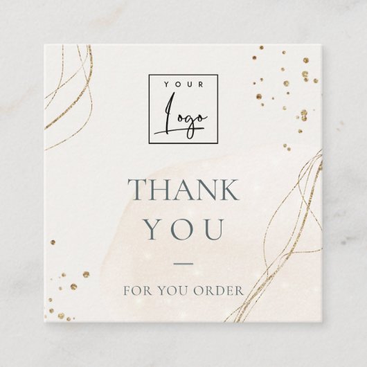 Abstract Ivory Gold Hartelijk dank voor uw bestell Vierkante Visitekaartje (Voorkant)