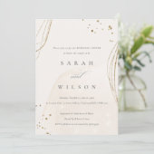 Abstract Ivory Gold Shiny Rehearsal Dinner Invite Bedankkaart (Staand voorkant)