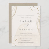 Abstract Ivory Gold Shiny Rehearsal Dinner Invite Bedankkaart (Voorkant / Achterkant)