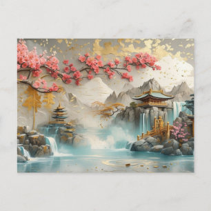 Abstract Japans Landschap met Sakura Blossom Briefkaart