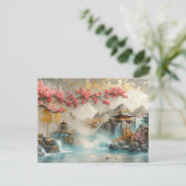 Abstract Japans Landschap met Sakura Blossom Briefkaart (Staand voorkant)