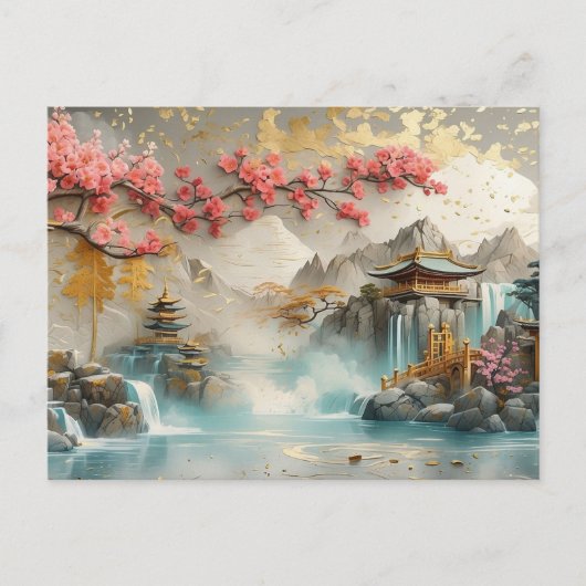 Abstract Japans Landschap met Sakura Blossom Briefkaart (Voorkant)