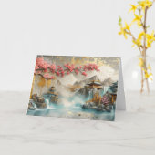 Abstract Japans Landschap met Sakura Blossom Kaart (Gele Bloem)