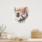 Abstract Japans Landschap Poster (Keuken)