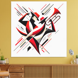 Abstract jazztrombonekoppel canvas afdruk