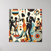 Abstract Jazzy Martinis en Dansend Cocktailfeestje Canvas Afdruk (Voorkant)