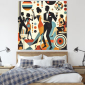 Abstract Jazzy Martinis en Dansend Cocktailfeestje Canvas Afdruk (Insitu (Slaapkamer))