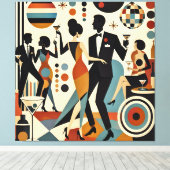 Abstract Jazzy Martinis en Dansend Cocktailfeestje Canvas Afdruk (Insitu (Houten vloer))