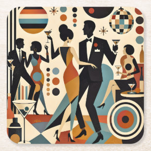 Abstract Jazzy Martinis en Dansend Cocktailfeestje Kartonnen Onderzetters