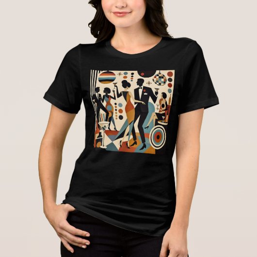 Abstract Jazzy Martinis en Dansfeestje Tri-Blend Shirt (Voorkant)