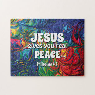 Abstract   JESUS GEEFT REËLE VREDE   Christelijke  Legpuzzel