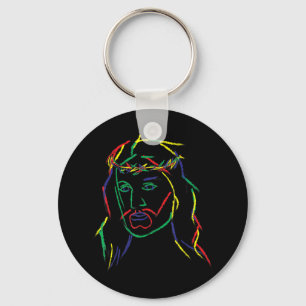 Abstract Jezus Grafisch Afbeelding Cool Fun Piece Sleutelhanger