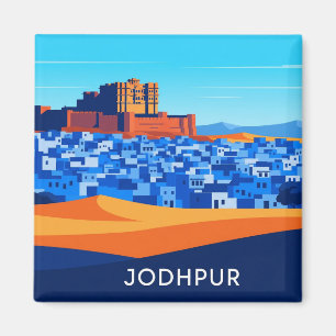 Abstract Jodhpur India Blauwe huizen Magneet