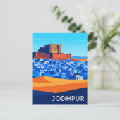 Abstract Jodhpur India Blue houses Briefkaart (Staand voorkant)
