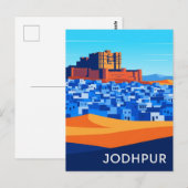 Abstract Jodhpur India Blue houses Briefkaart (Voorkant / Achterkant)