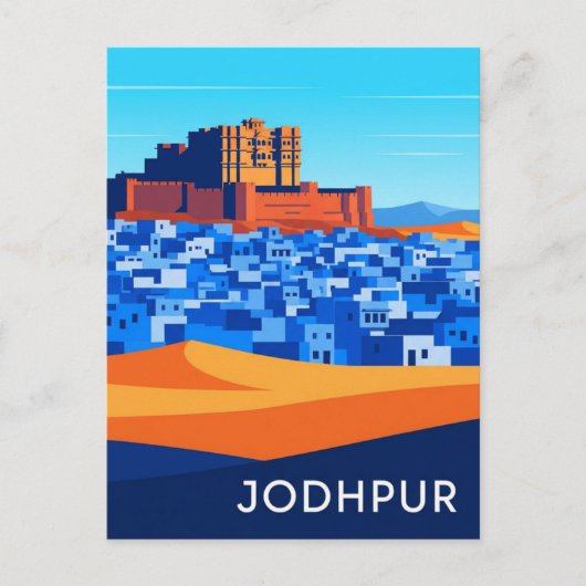 Abstract Jodhpur India Blue houses Briefkaart (Voorkant)