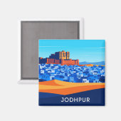 Abstract Jodhpur India Blue houses Magneet (Voorkant / Achterkant)