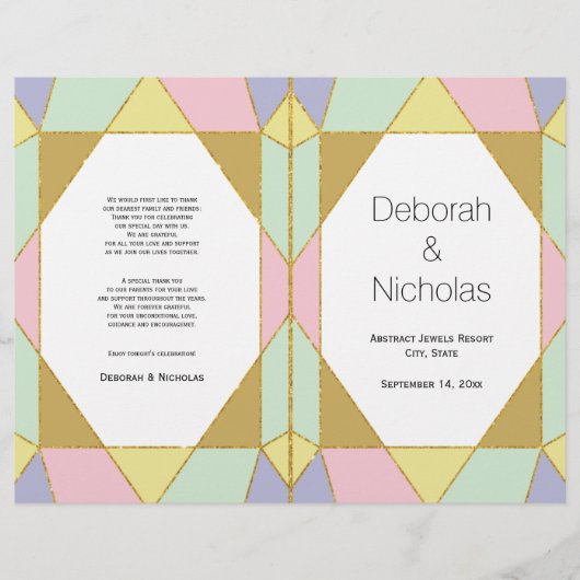 Abstract juweel bleke tones modern trouwprogramma (Voorkant)