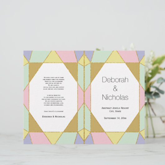 Abstract juweel bleke tones modern trouwprogramma (Staand voorkant)