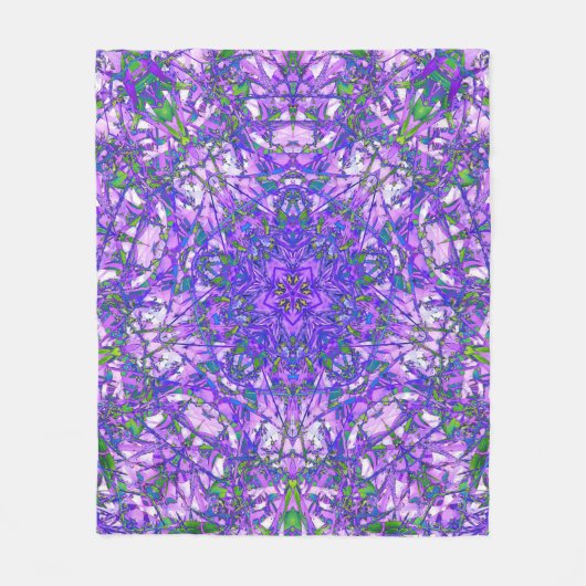 Abstract Kaleidoscooppatroon in Paars en groen Fleece Deken (Voorkant)