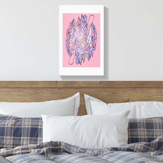 Abstract Kaleidoscope Burst Canvas Pink (Insitu (Slaapkamer))