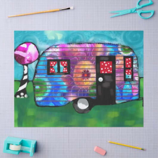 Abstract Kamp Trailer Bloemen Decoupage Tissuepapier (Craft)