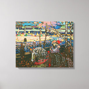 Abstract Kandinsky Riding Paar Kleurrijk Canvas Afdruk