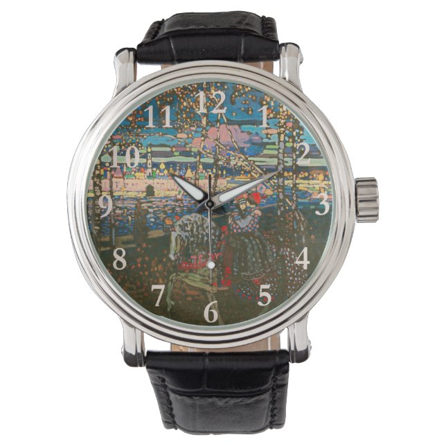 Abstract Kandinsky Riding Paar Kleurrijk Horloge (Voorkant)