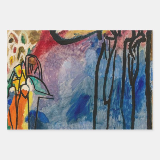 Abstract Kandinsky Riding Paar Kleurrijk Inpakpapier Vel (Voorkant 3)