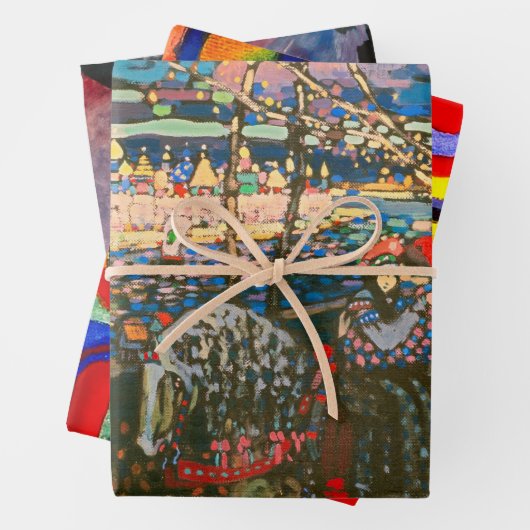 Abstract Kandinsky Riding Paar Kleurrijk Inpakpapier Vel (In situ)