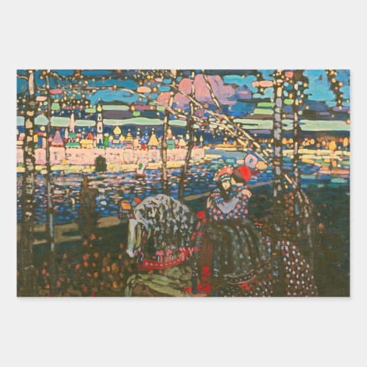 Abstract Kandinsky Riding Paar Kleurrijk Inpakpapier Vel (Voorkant)