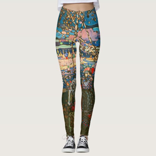 Abstract Kandinsky Riding Paar Kleurrijk Leggings (Voorkant)