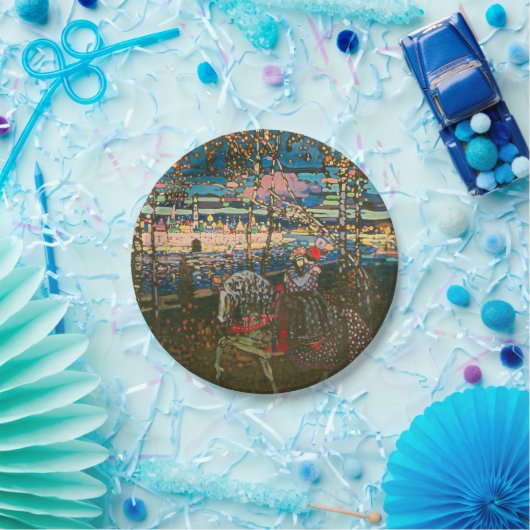 Abstract Kandinsky Riding Paar Kleurrijk Papieren Bordje (Feest)