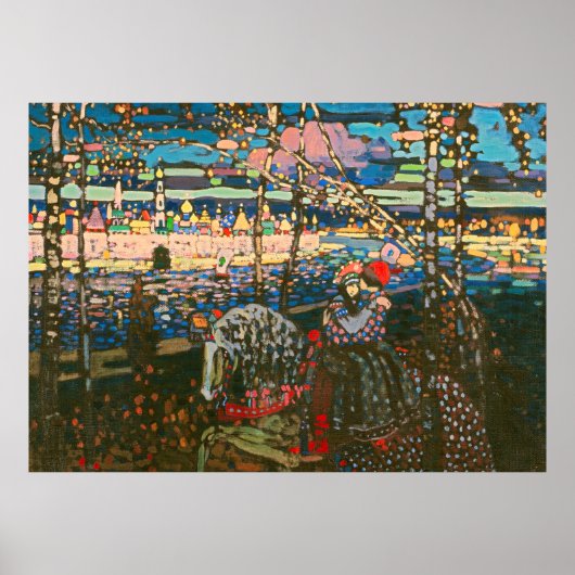 Abstract Kandinsky Riding Paar Kleurrijk Poster (Voorkant)