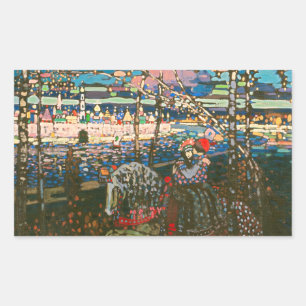 Abstract Kandinsky Riding Paar Kleurrijk Rechthoekige Sticker