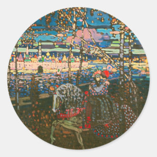 Abstract Kandinsky Riding Paar Kleurrijk Ronde Sticker