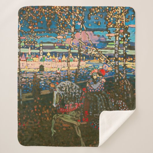 Abstract Kandinsky Riding Paar Kleurrijk Sherpa Deken (Voorkant)