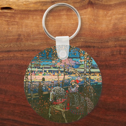 Abstract Kandinsky Riding Paar Kleurrijk Sleutelhanger (Voorkant)