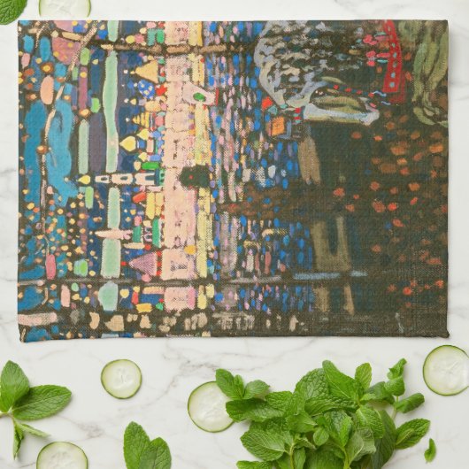 Abstract Kandinsky Riding Paar Kleurrijk Theedoek (Gevouwen)