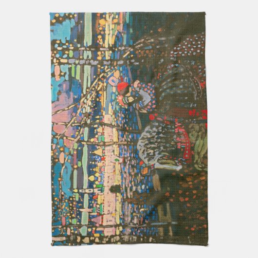 Abstract Kandinsky Riding Paar Kleurrijk Theedoek (Verticaal)